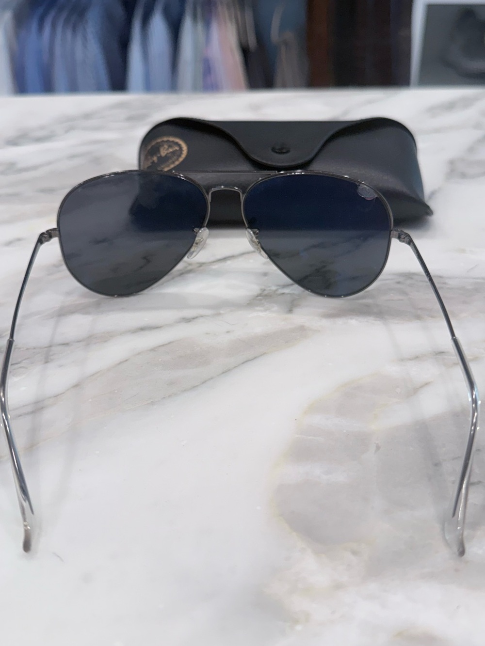 Ray-Ban Aviator Sunglasses in Black and Silver with Case - Picture 5 of 7
